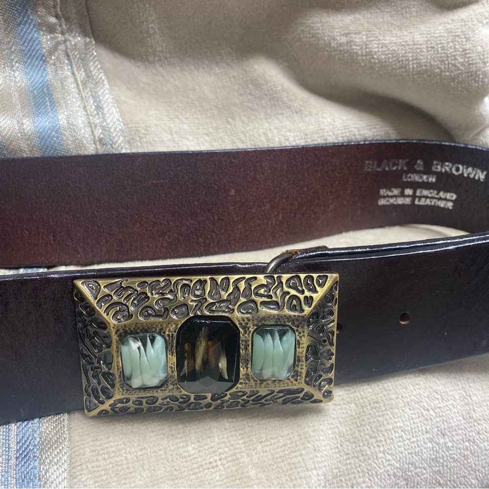 Black & Brown London Leather Belt Sz M (36)